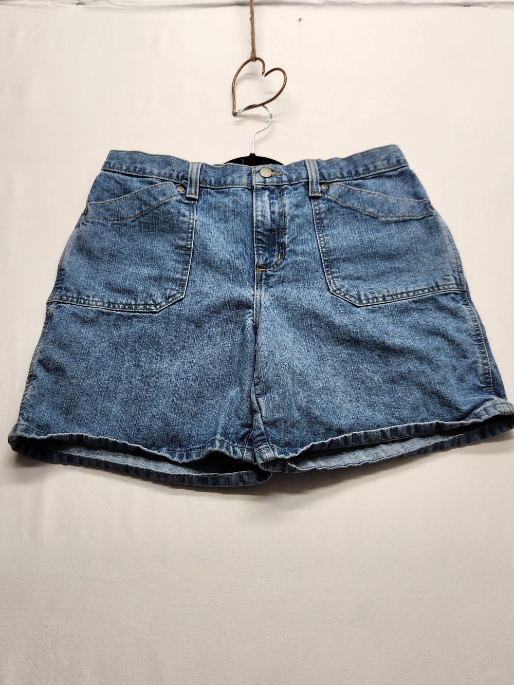 ⭐️Vintage 2003 Faded Glory High Waisted Denim Shorts 12 Y2K Utility Pockets